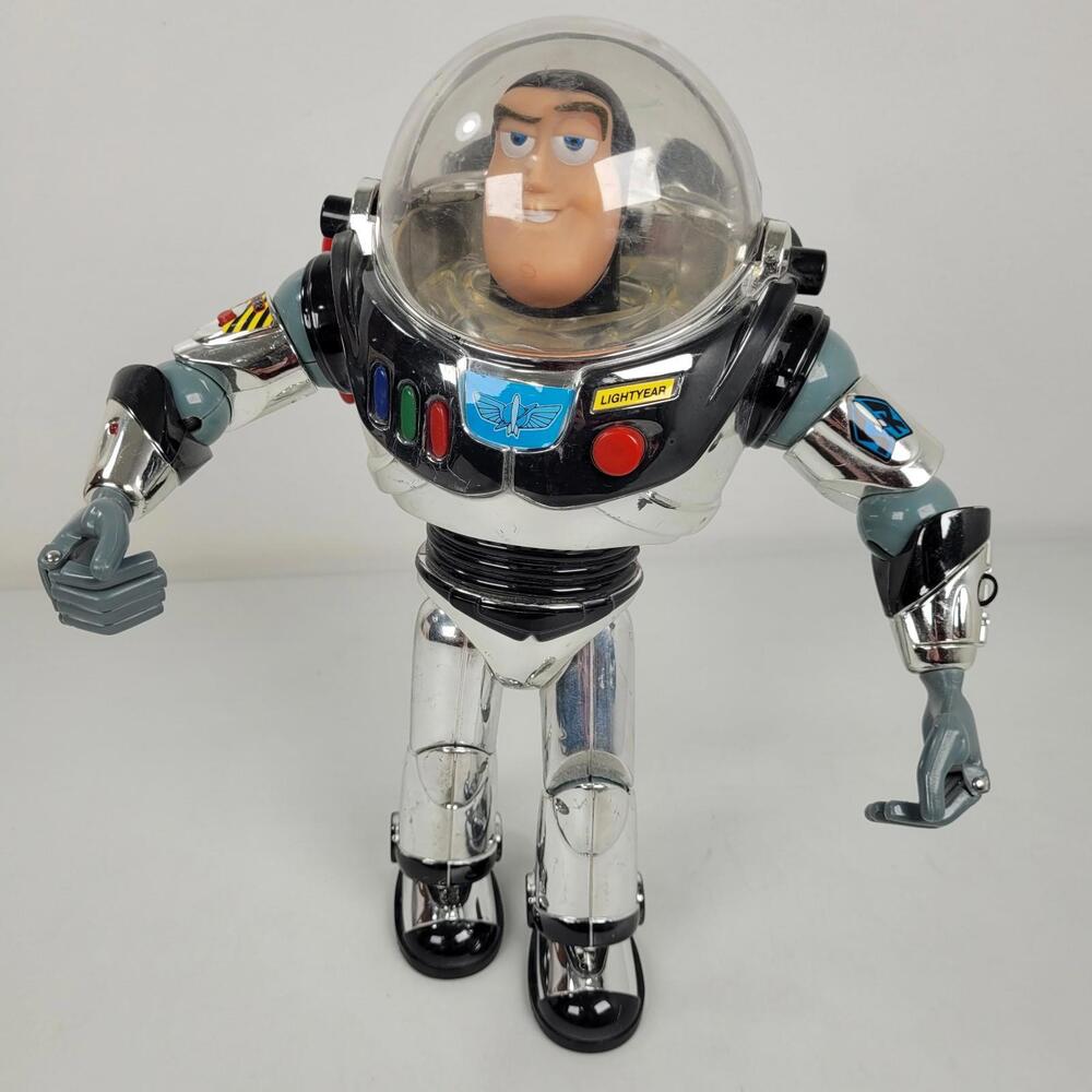Toy Story Buzz Lightyear Thinkway Disney Chrome 12” Action Figure AS IS Read Ad